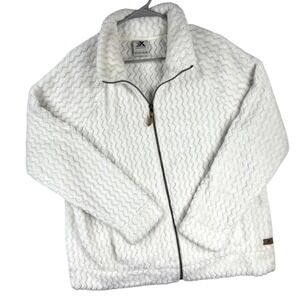 ZeroXposur Womens XL White Textured Fleece Full Zip Jacket Mock Neck Soft Cozy